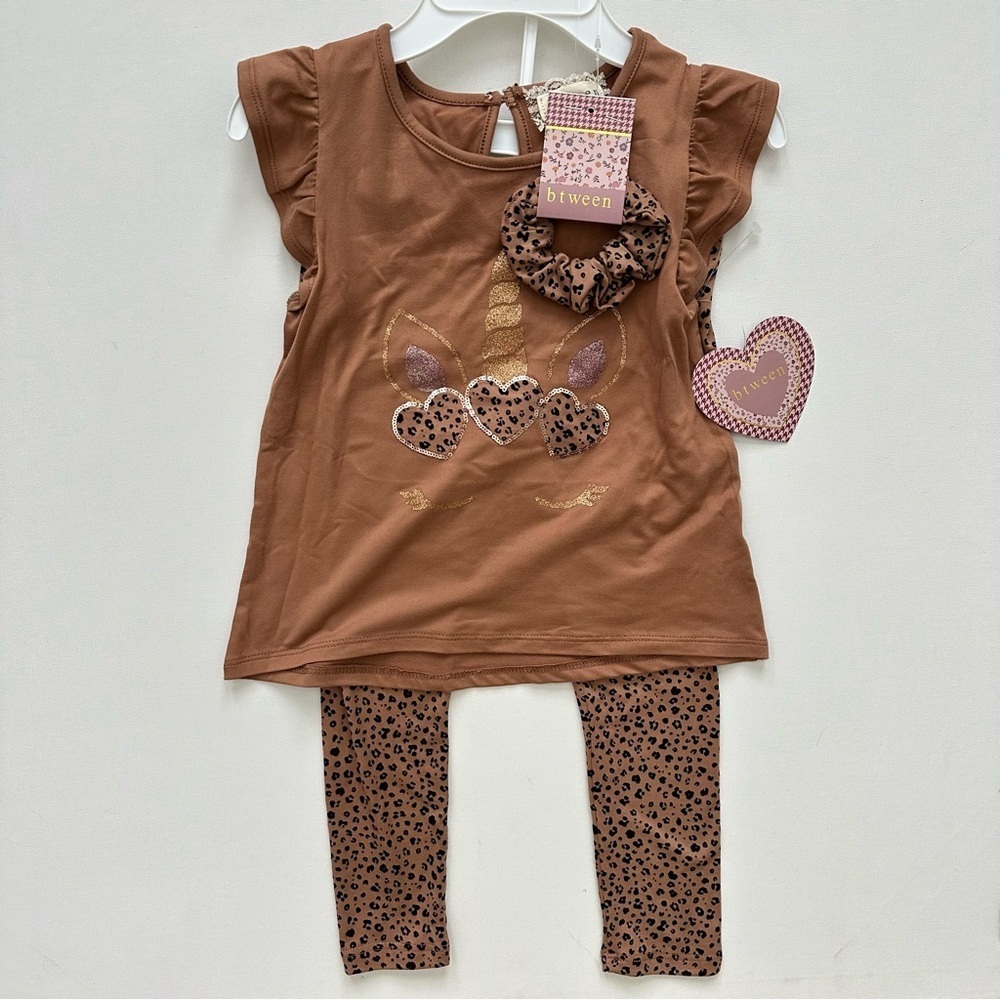Btween Girls Brown Unicorn Heart Outfit for Size 6